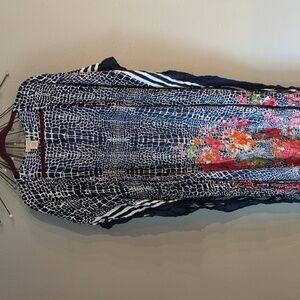 Anthropologie Nalini Kimono Longline One Size Floral Swim Cover Hawaii Boho